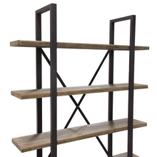 Load image into Gallery viewer, Montana 73&quot; 4-Tiered Shelf Unit in Rustic Oak Finish with Iron Frame by Diamond Sofa
