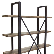 Load image into Gallery viewer, Montana 73&quot; 4-Tiered Shelf Unit in Rustic Oak Finish with Iron Frame by Diamond Sofa
