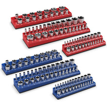 Load image into Gallery viewer, 6-Piece Metric and SAE Magnetic Socket Organizer Set-Red and Blue
