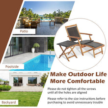 Load image into Gallery viewer, 2 Pieces Patio Rattan Folding Lounge Chair with Acacia Wood Table
