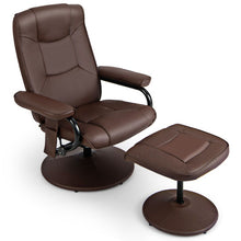 Load image into Gallery viewer, 360°Swivel Massage Recliner Chair with Ottoman-Brown
