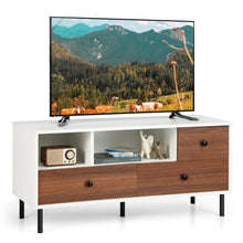 Load image into Gallery viewer, Mid-Century TV Stand for 50-inch TVs with 2 Cubbies and 3 Drawers
