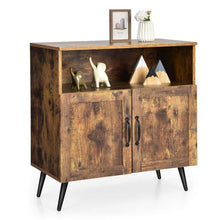 Load image into Gallery viewer, Mid-century Wooden Storage Cabinet Wine Glass Holders-Rustic Brown
