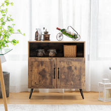 Load image into Gallery viewer, Mid-century Wooden Storage Cabinet Wine Glass Holders-Rustic Brown
