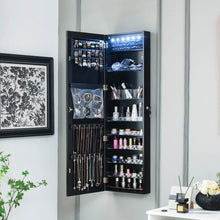 Load image into Gallery viewer, Wall Door Mounted Jewelry Armoire with Frameless LED Mirror-Black
