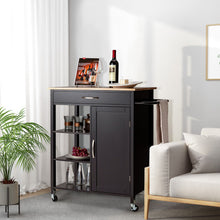 Load image into Gallery viewer, Mobile Kitchen Island Cart with Rubber Wood Top-Brown
