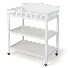 Load image into Gallery viewer, Mobile Changing Table with Waterproof Pad and 2 Open Shelves-White
