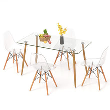 Load image into Gallery viewer, 5 Pieces Rectangle Dining Table Set with 51 Inch Glass Tabletop-Transparent
