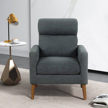 Load image into Gallery viewer, Lint Fabric Modern Accent Chair with Solid Wood Legs-Gray
