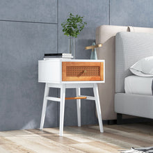 Load image into Gallery viewer, 1-Drawer Modern Bedside Table with Solid Wood Legs-White
