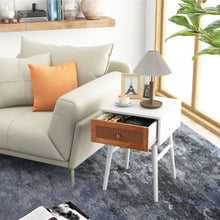 Load image into Gallery viewer, 1-Drawer Modern Bedside Table with Solid Wood Legs-White
