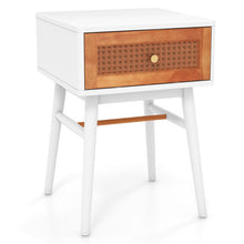 Load image into Gallery viewer, 1-Drawer Modern Bedside Table with Solid Wood Legs-White
