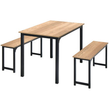 Load image into Gallery viewer, 3 Pieces Dining Table Set with 2 Benches for Dining Room Kitchen Bar-Natural
