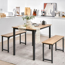 Load image into Gallery viewer, 3 Pieces Dining Table Set with 2 Benches for Dining Room Kitchen Bar-Natural

