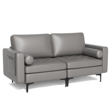 Load image into Gallery viewer, Modern Loveseat Sofa with 2 Bolsters and Side Storage Pocket-Light Gray
