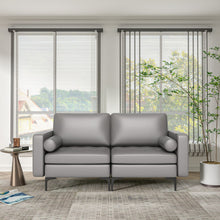 Load image into Gallery viewer, Modern Loveseat Sofa with 2 Bolsters and Side Storage Pocket-Light Gray
