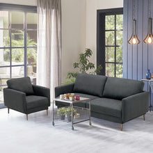 Load image into Gallery viewer, Modern Sofa Couch with Solid Metal Legs and Removable Backrest Cushion-Gray-Sofa Set
