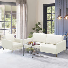 Load image into Gallery viewer, Modern Sofa Couch with Solid Metal Legs and Removable Backrest Cushion-White-Sofa Set
