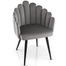 Load image into Gallery viewer, Modern Velvet Dining Chair with Metal Base and Petal Backrest-Gray
