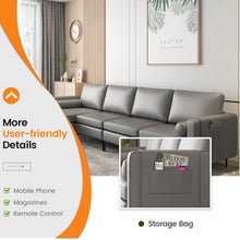 Load image into Gallery viewer, Modular L-shaped Sectional Sofa with Reversible Chaise and 2 USB Ports-Light Gray

