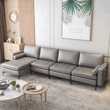 Load image into Gallery viewer, Modular L-shaped Sectional Sofa with Reversible Chaise and 2 USB Ports-Light Gray

