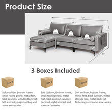 Load image into Gallery viewer, Modular L-shaped 3-Seat Sectional Sofa with Reversible Chaise and 2 USB Ports-Light Gray
