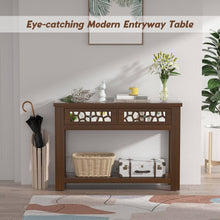 Load image into Gallery viewer, 2-Tier Console Table with Drawers and Open Storage Shelf-Brown
