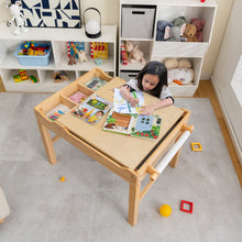 Load image into Gallery viewer, Kids Multi Activity Play Table Wooden Building Block Desk with Storage Paper Roll-Natural
