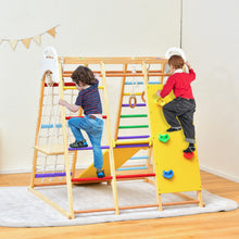 Load image into Gallery viewer, 8-in-1 Wooden Jungle Gym Playset with Monkey Bars-Multicolor
