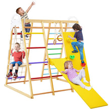 Load image into Gallery viewer, 8-in-1 Wooden Jungle Gym Playset with Monkey Bars-Multicolor
