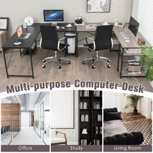 Load image into Gallery viewer, L Shaped Computer Desk with 4 Storage Shelves and Cable Holes-Gray
