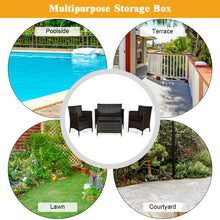 Load image into Gallery viewer, 4 Pieces Rattan Sofa Set with Glass Table and Comfortable Wicker for Outdoor Patio-Black
