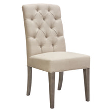 Load image into Gallery viewer, Set of Two Napa Tufted Dining Side Chairs in Sand Linen Fabric with Wood Legs in Grey Oak Finish by Diamond Sofa

