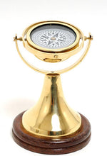 Load image into Gallery viewer, Gimbaled Compass on wood base
