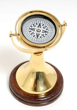 Load image into Gallery viewer, Gimbaled Compass on wood base
