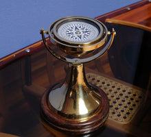 Load image into Gallery viewer, Gimbaled Compass on wood base

