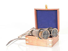 Load image into Gallery viewer, Binocular w leather overlay in wood box
