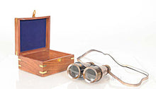 Load image into Gallery viewer, Binocular w leather overlay in wood box
