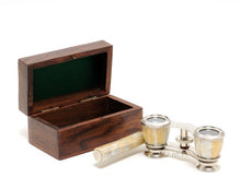 Load image into Gallery viewer, Opera glasses w MOP in wood box
