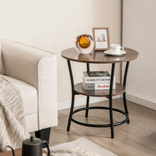Load image into Gallery viewer, 2-Tier Round End Table with Open Storage Shelf and Sturdy Metal Frame-Natural

