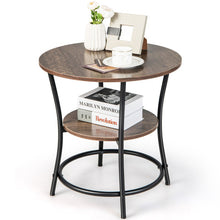 Load image into Gallery viewer, 2-Tier Round End Table with Open Storage Shelf and Sturdy Metal Frame-Natural
