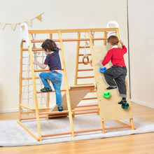 Load image into Gallery viewer, 8-in-1 Wooden Jungle Gym Playset with Monkey Bars-Natural
