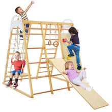 Load image into Gallery viewer, 8-in-1 Wooden Jungle Gym Playset with Monkey Bars-Natural
