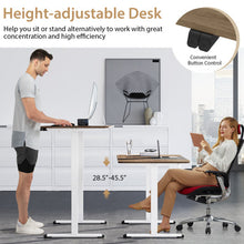Load image into Gallery viewer, 55 Inch Electric Height Adjustable Office Desk with Hook-Natural
