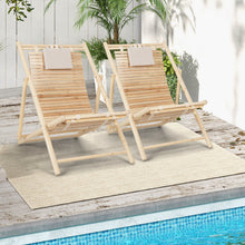 Load image into Gallery viewer, Solid Fir Wood Lounge Chair with 3-Level Adjustable Backrest and Soft Padded Headrest-Natural

