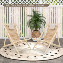 Load image into Gallery viewer, Solid Fir Wood Lounge Chair with 3-Level Adjustable Backrest and Soft Padded Headrest-Natural

