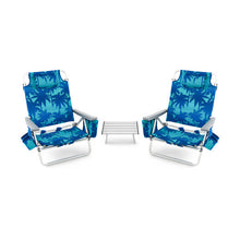 Load image into Gallery viewer, 2 Packs 5-Position Outdoor Folding Backpack Beach Table Chair Reclining Chair Set-Navy
