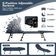 Load image into Gallery viewer, Folding Camping Cot with Detachable Mattress and Adjustable Backrest-Navy
