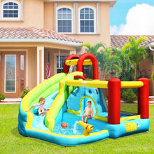 Load image into Gallery viewer, 6-in-1 Inflatable Bounce House with Climbing Wall and Basketball Hoop with Blower
