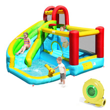 Load image into Gallery viewer, 6-in-1 Inflatable Bounce House with Climbing Wall and Basketball Hoop with Blower
